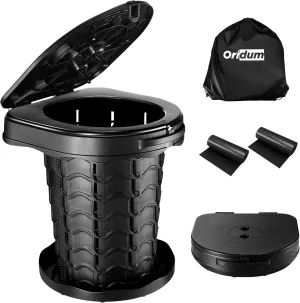 Camping Toilet, 2025 Upgrade Retractable Portable Toilet with Adjustable Height, Travel Toilet for Adults & Kids, Foldable & Portable Potty for Camping and Car Trips