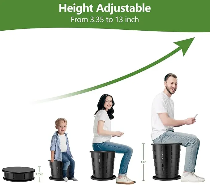 Camping Toilet, Portable Toilet for adults with Adjustable Height - Foldable Travel Toilet Perfect for Outdoor and Indoor Use, Emergency Situations, Traffic Jams, Cars, Tents, Boats (Black)