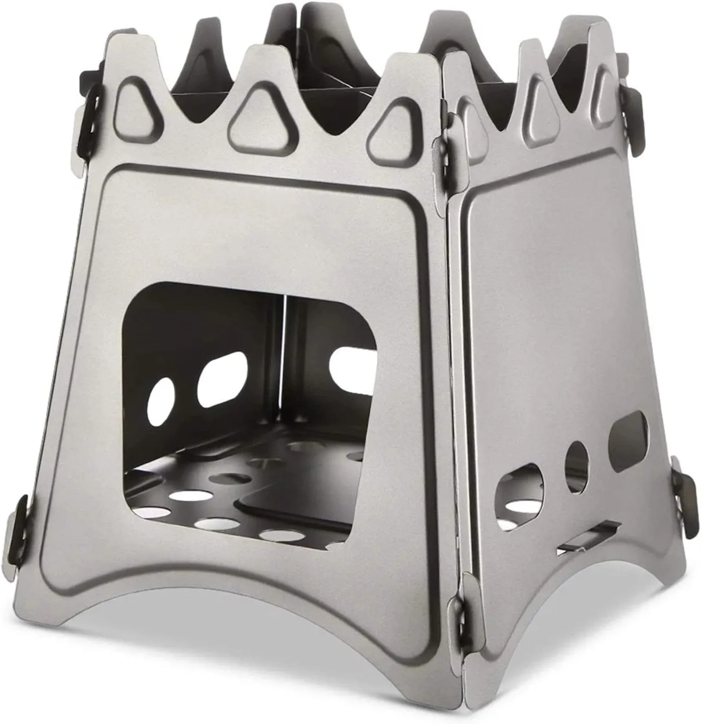 Camping Wood Stove Outdoor Mini Pocket Stove Round Stainless Steel Wood Burning Stove Convenient Storage