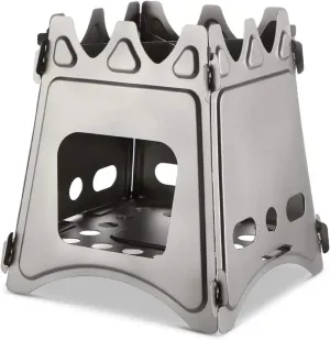 Camping Wood Stove Outdoor Mini Pocket Stove Round Stainless Steel Wood Burning Stove Convenient Storage