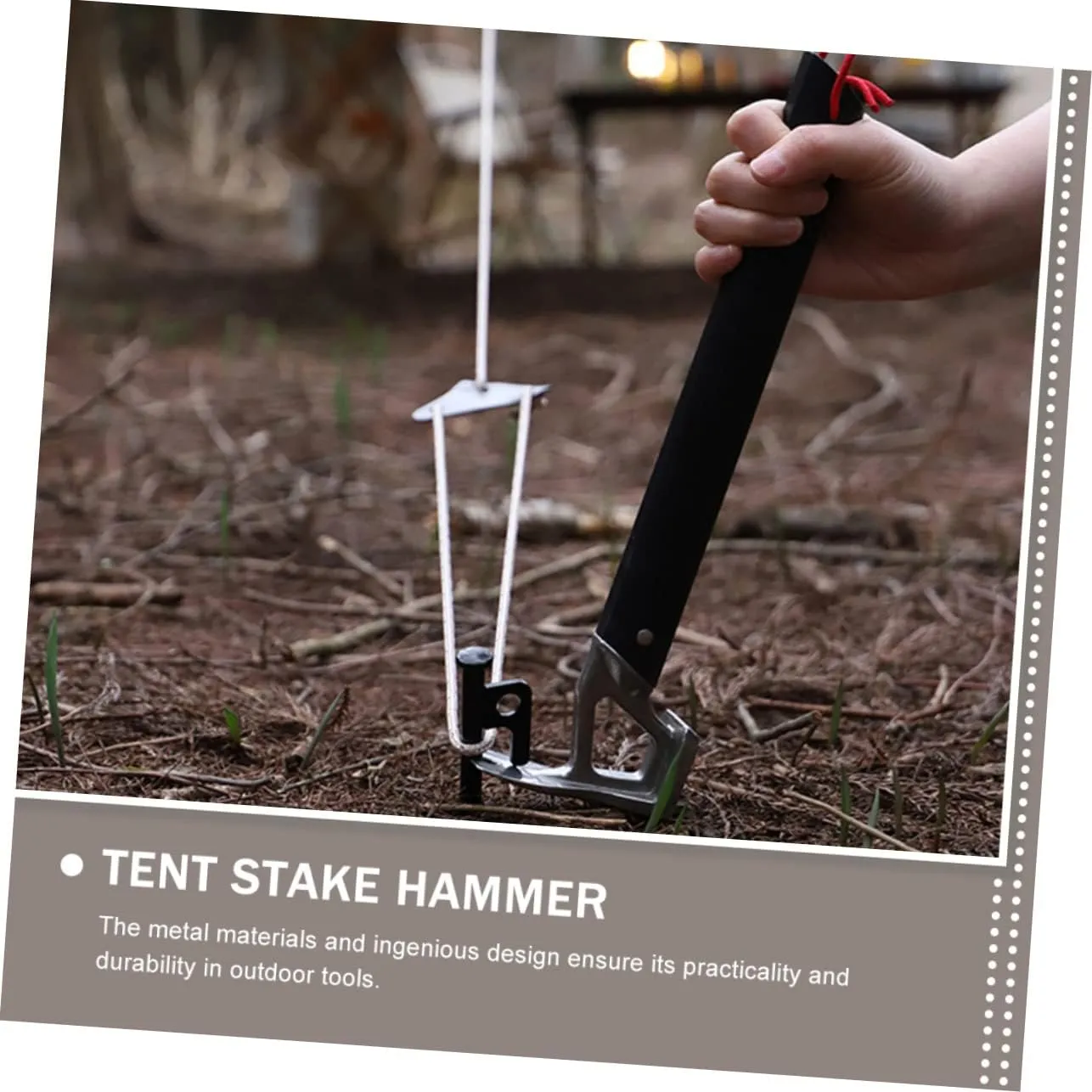 CANIGHT Camp Fly Kit Aluminum Tent Fixing Tools Screw Axe Adjustable Outdoor Tarp Stake Inflatable Campsite Hammock Tent Peg Titanium Hammer Poles Rope Tents Black Stainless Steel