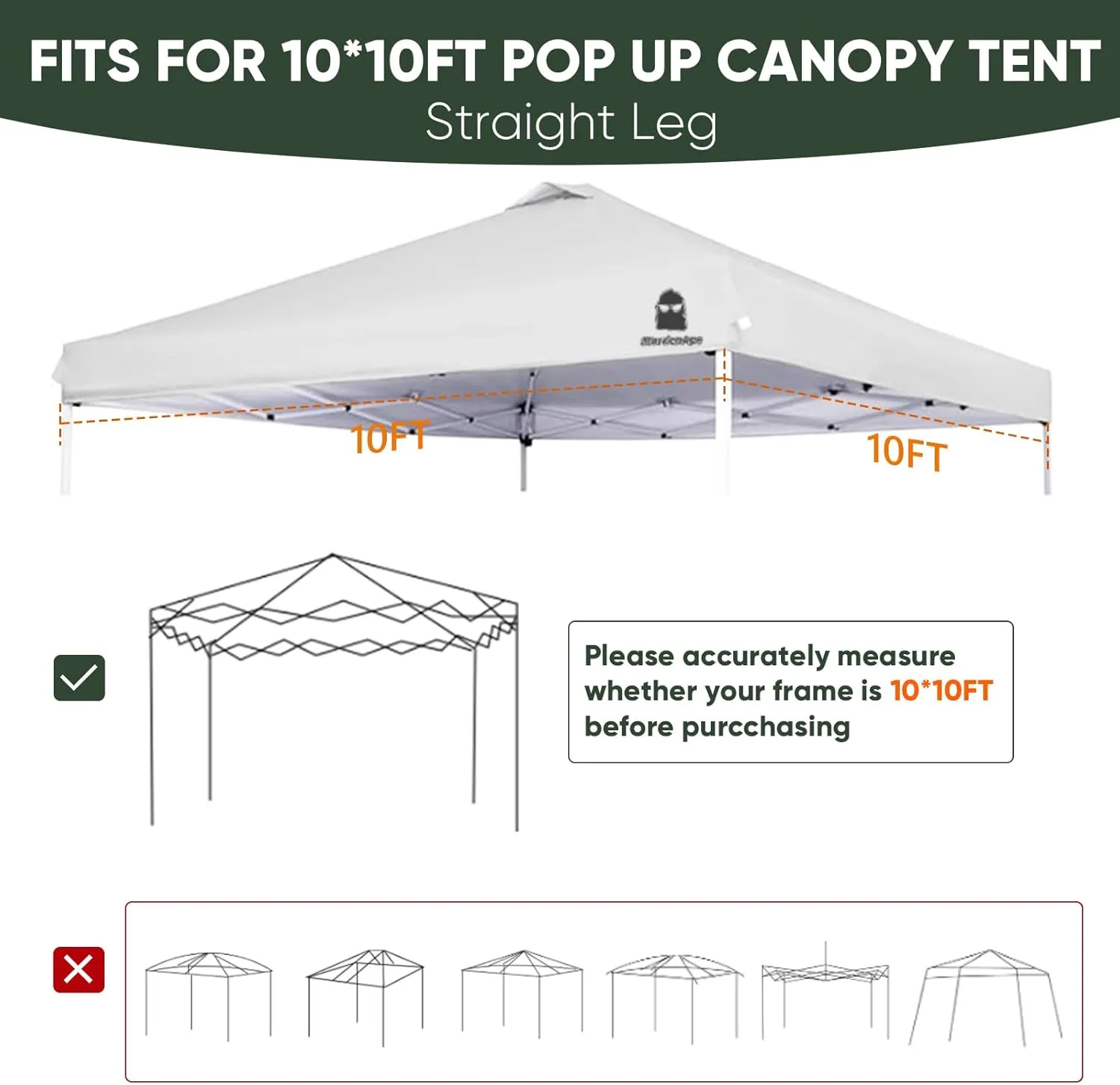 Canopy Replacement Top Cover, Sunshade Top Covers for Pop Up 10x10 Canopy Gazebos Tent, Canopy Tent Cover with Vent Ropes, Windproof Drawstring (White, 120"x120" (Top Only))