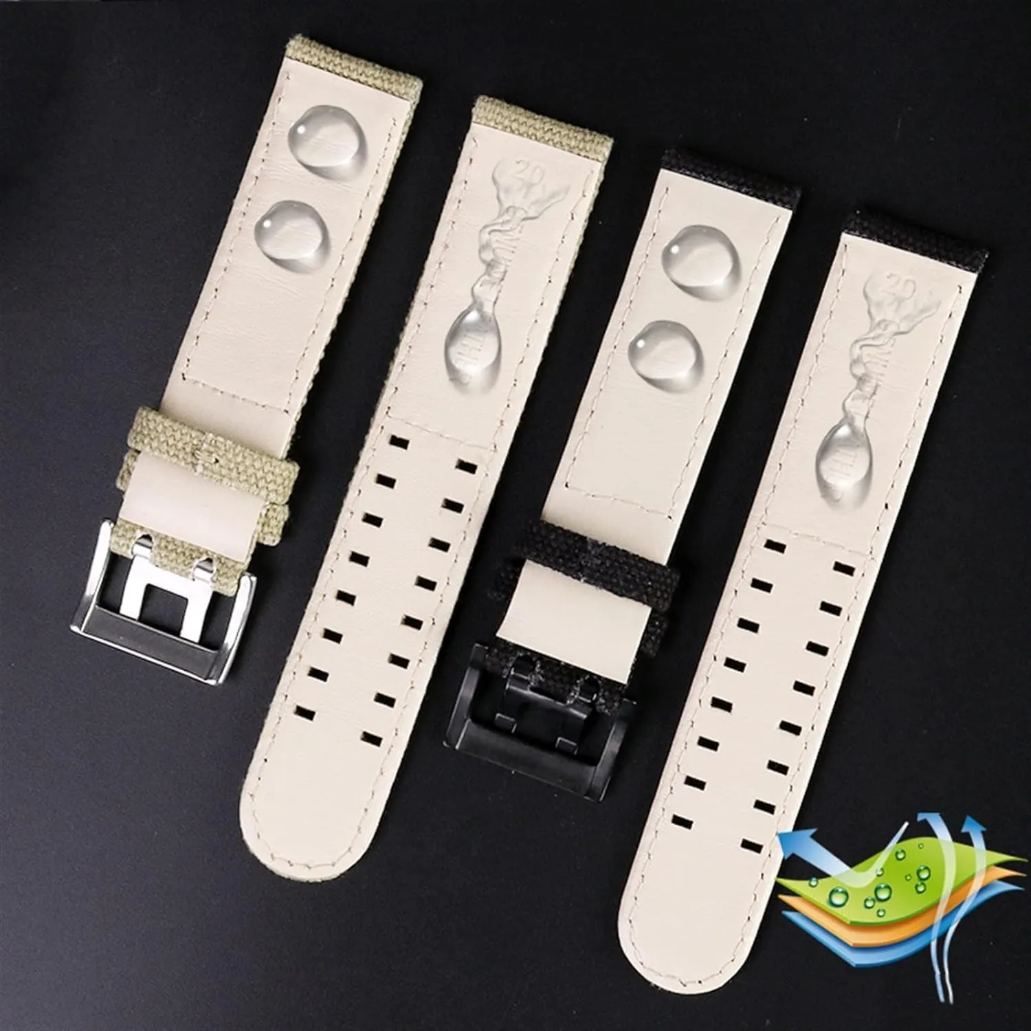 Canvas leather strap for Hamilton Khaki field H68201993 H7060596 For Seiko watch band