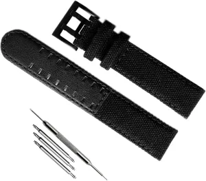 Canvas leather strap for Hamilton Khaki field H68201993 H7060596 For Seiko watch band