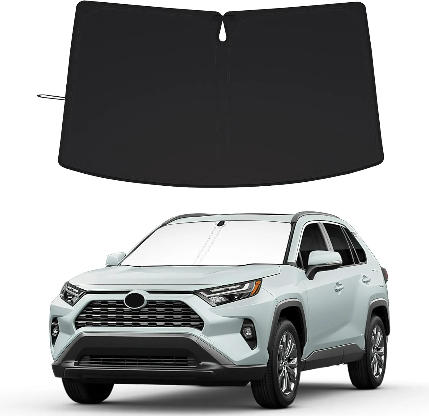 Car Windshield Sun Shade Foldable for Toyota RAV4 Accessories 2019-2025 & 2021-2025 RAV4 Prime Front Sun Shade Professional 310T Polyester UV Protection Keep Car Interior Cool
