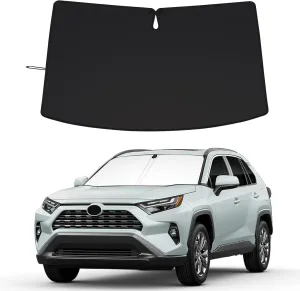 Car Windshield Sun Shade Foldable for Toyota RAV4 Accessories 2019-2025 & 2021-2025 RAV4 Prime Front Sun Shade Professional 310T Polyester UV Protection Keep Car Interior Cool