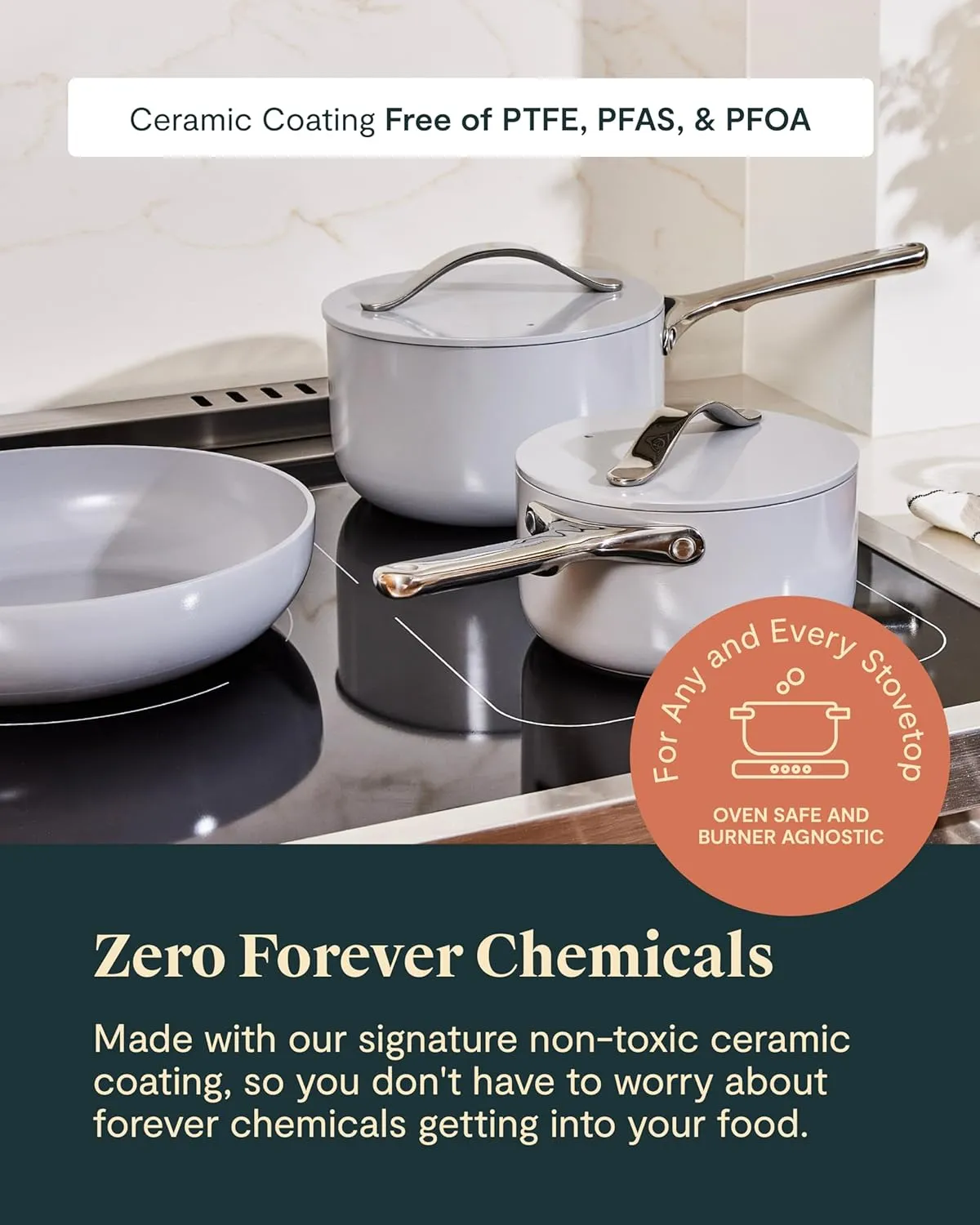 Caraway Nonstick Ceramic Cookware Set (12 Piece) Pots, Pans, Lids and Kitchen Storage - Oven Safe & Compatible with All Stovetops - Perracotta