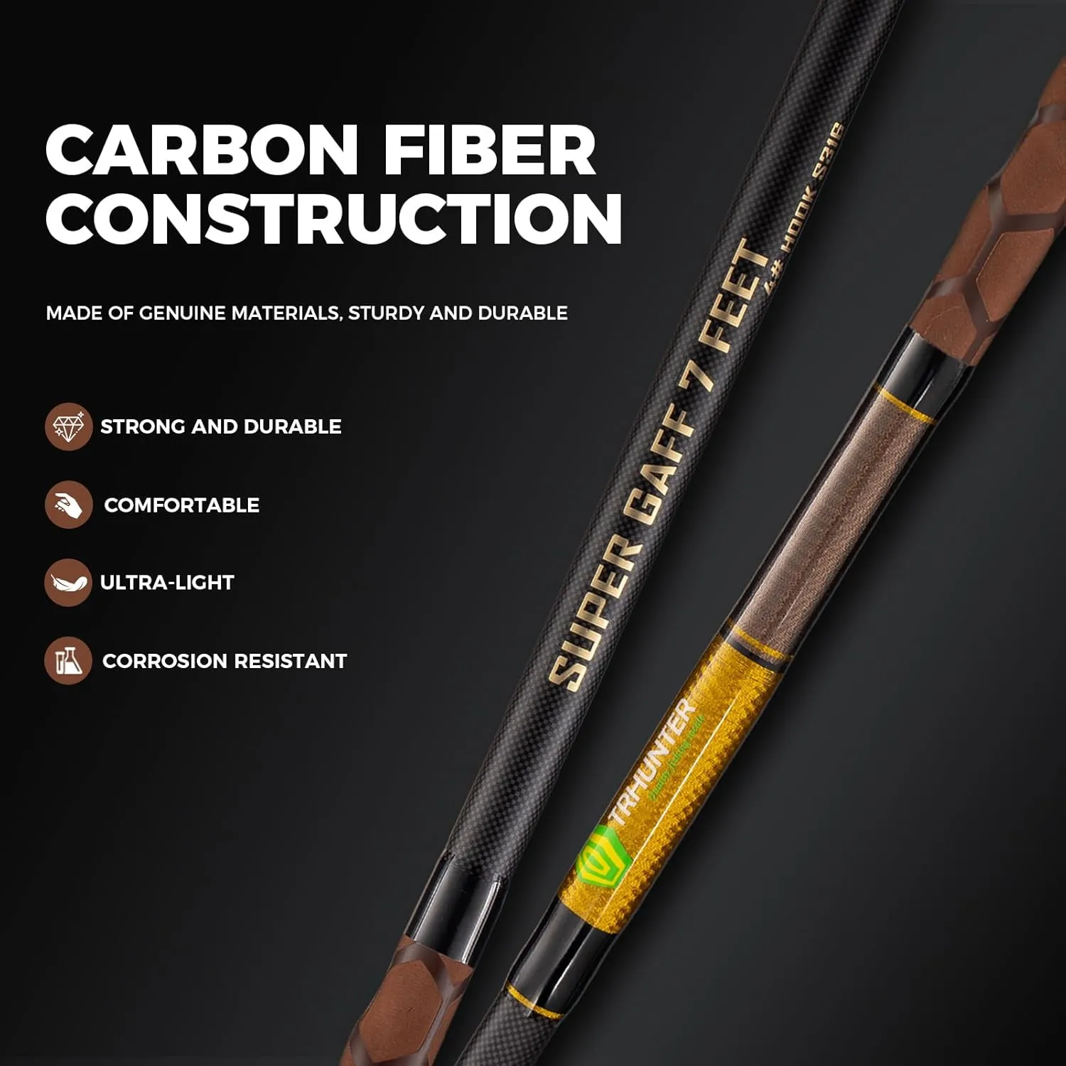 Carbon Fiber Fishing Gaff Saltwater Fish Gaff with S316 Stainless Steel Fishing Hook
