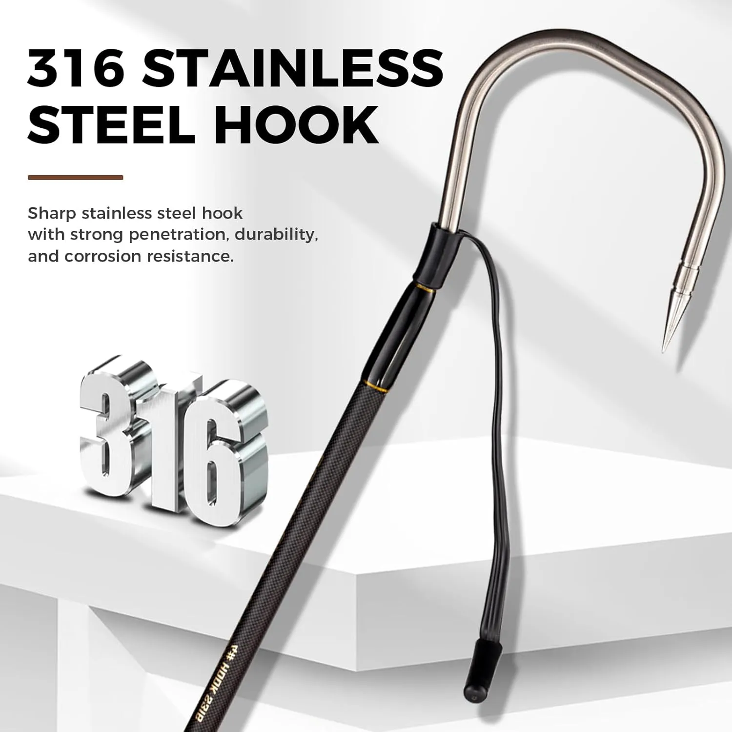 Carbon Fiber Fishing Gaff Saltwater Fish Gaff with S316 Stainless Steel Fishing Hook