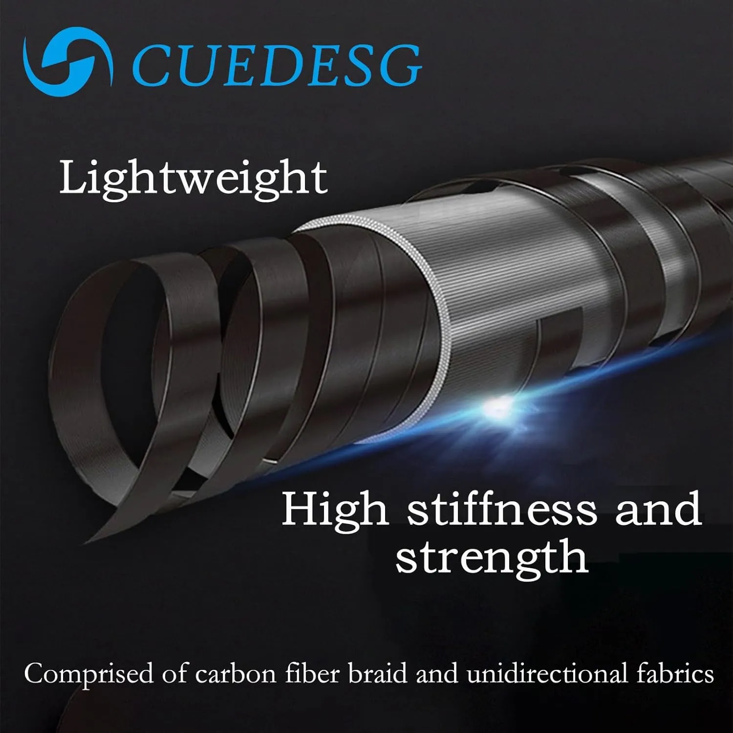 Carbon Fiber Pool Cue Stick 10.5mm/11.8mm/12.5mm,Low Deflection Pool Stick with Rare Wood Butt,Professional Cue Stick with Box Case