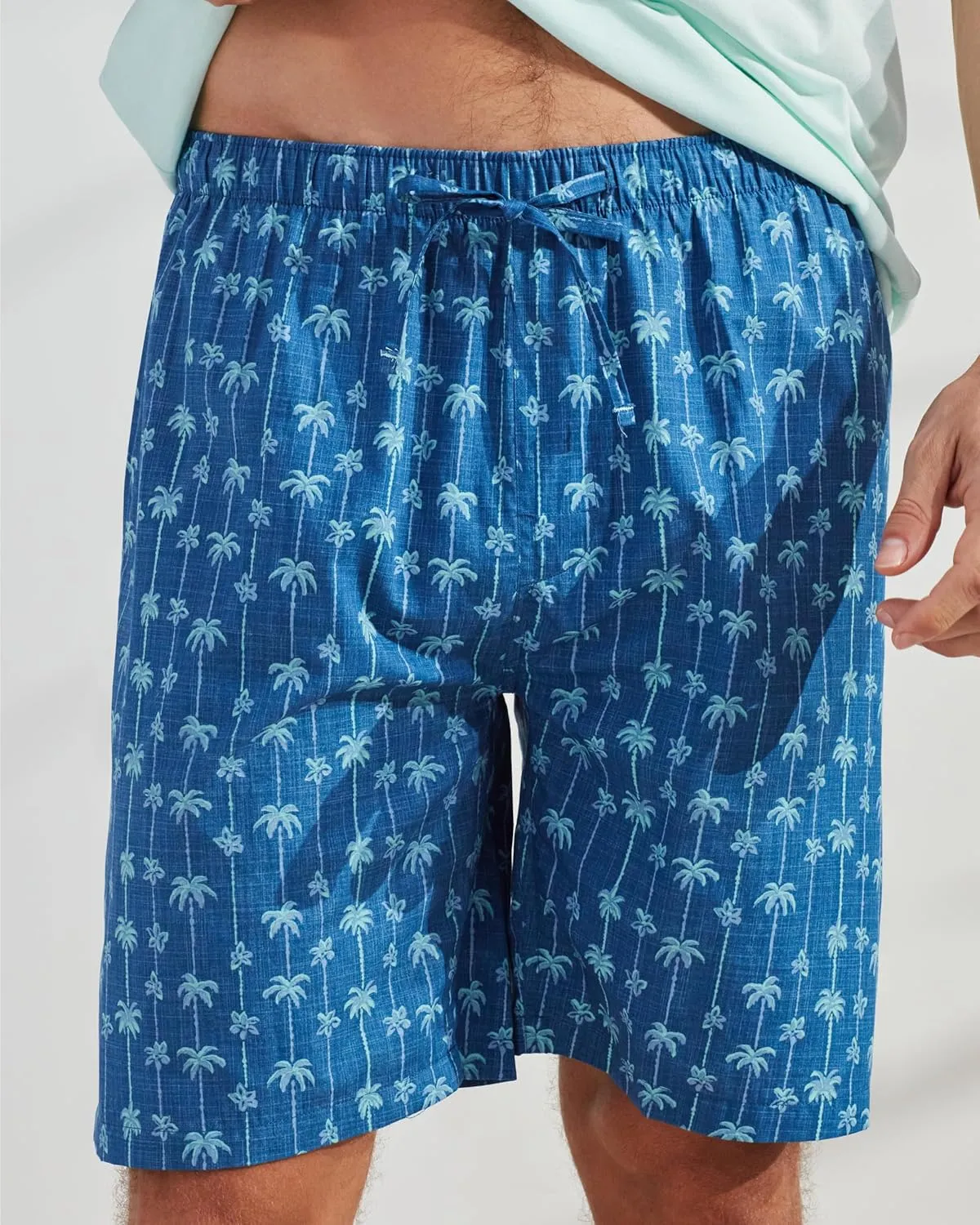 CARIBBEAN JOE Men's Sleep Set, Island Sunset Shorts and Blue Crew Neck T-Shirt Pajamas, Lightweight Novelty Pjs