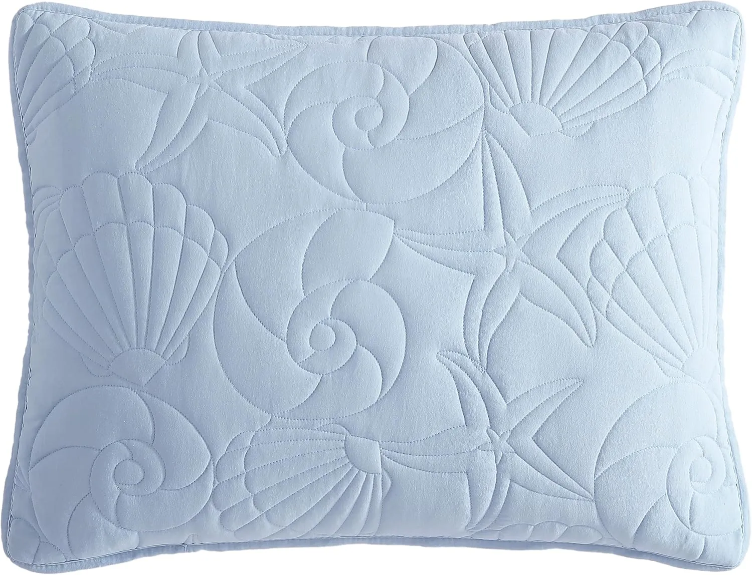 CARIBBEAN JOE Twin Outlined Shell 2-Piece Quilt Set, Coastal Beach Design Bedding, Blue