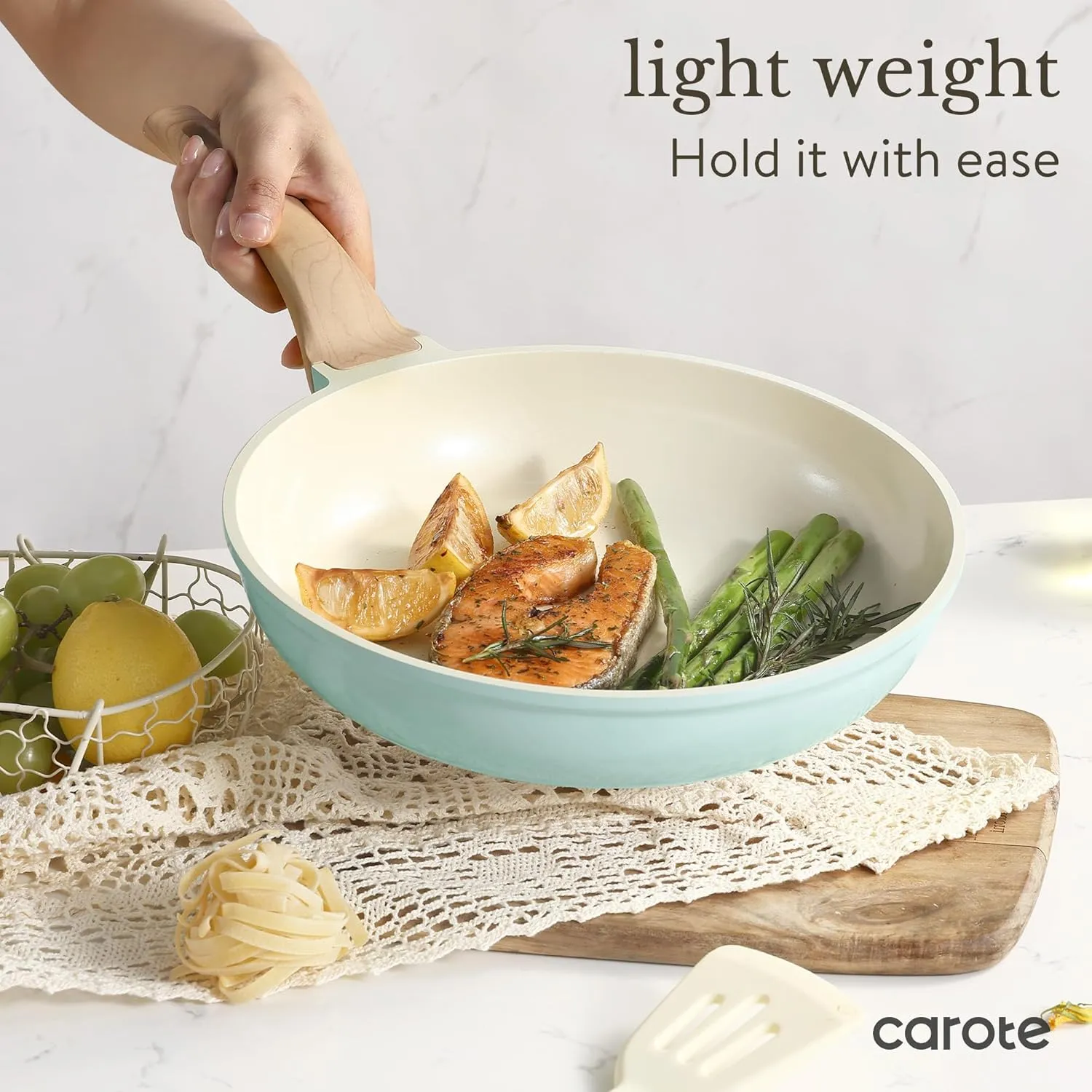 CAROTE 21 Ceramic Cookware Set, Pots and Pans Set Non stick, Cook Ware Set Induction Kitchen Cooking Set Non-toxic Health Induction Cookware, PFAS Free