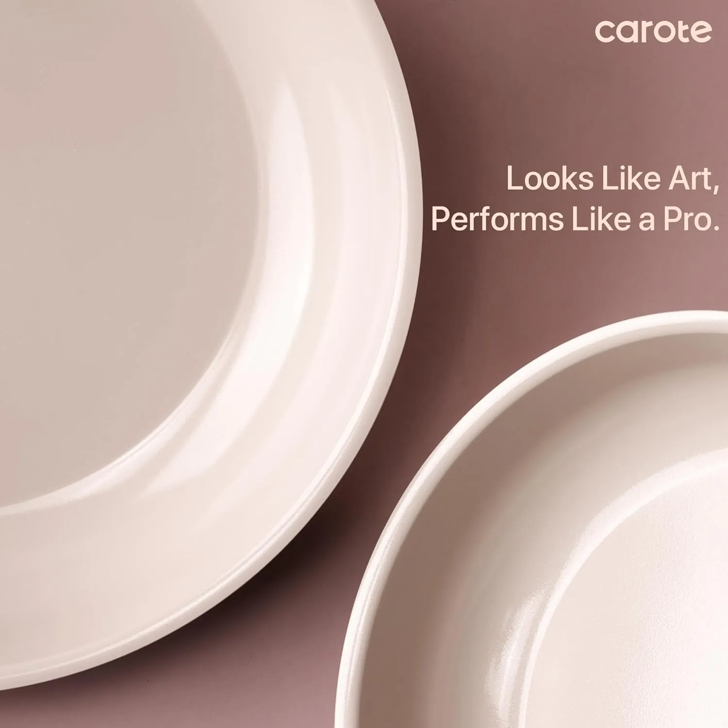 CAROTE Ceramic Cookware Sets, Pots and Pans Set Non Stick Non Toxic, Induction Cookware, Kitchen Cookware Sets, Pots Set for Healthy Coooking 15PCS, Taupe