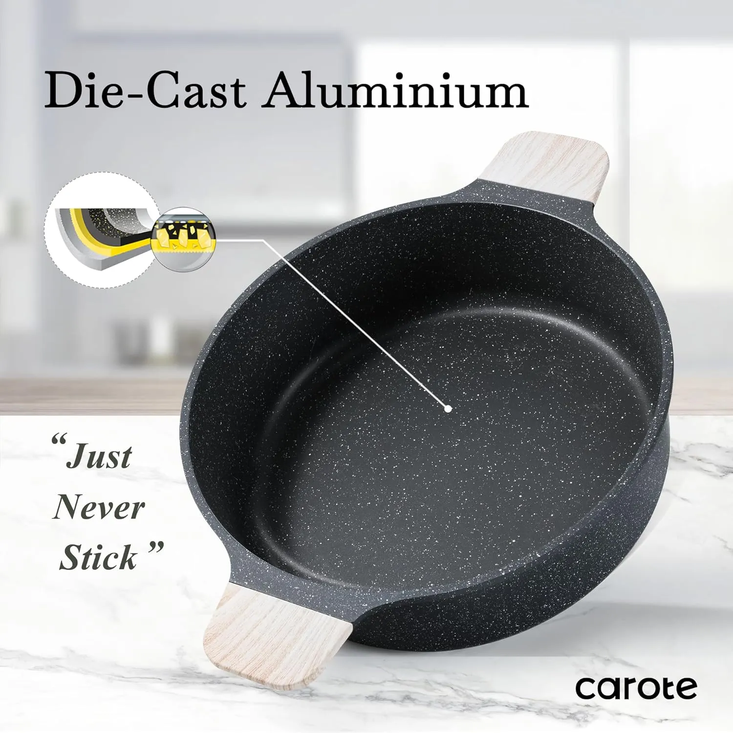 CAROTE Nonstick Pots and Pans Set, Cookware Set Induction Kitchen Cooking Set w/Stock pot & Saucepans, CLassic Black 13pcs