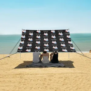 Cartoon Pixel Bowling Pattern Beach Canopy Tent Anti-UV & Wind Resistant, Camping Sun Shelter Easy Setup Portable,Outdoor Shade Tents with Sandbags,Sand Shovels,Ground Pegs & Stability Poles