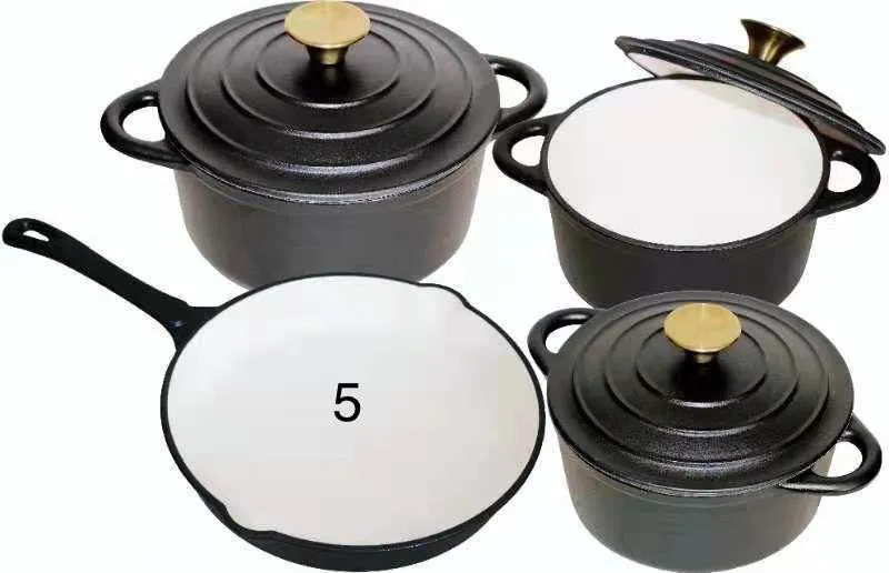 Cast Iron Pot Set 7pcs - Black