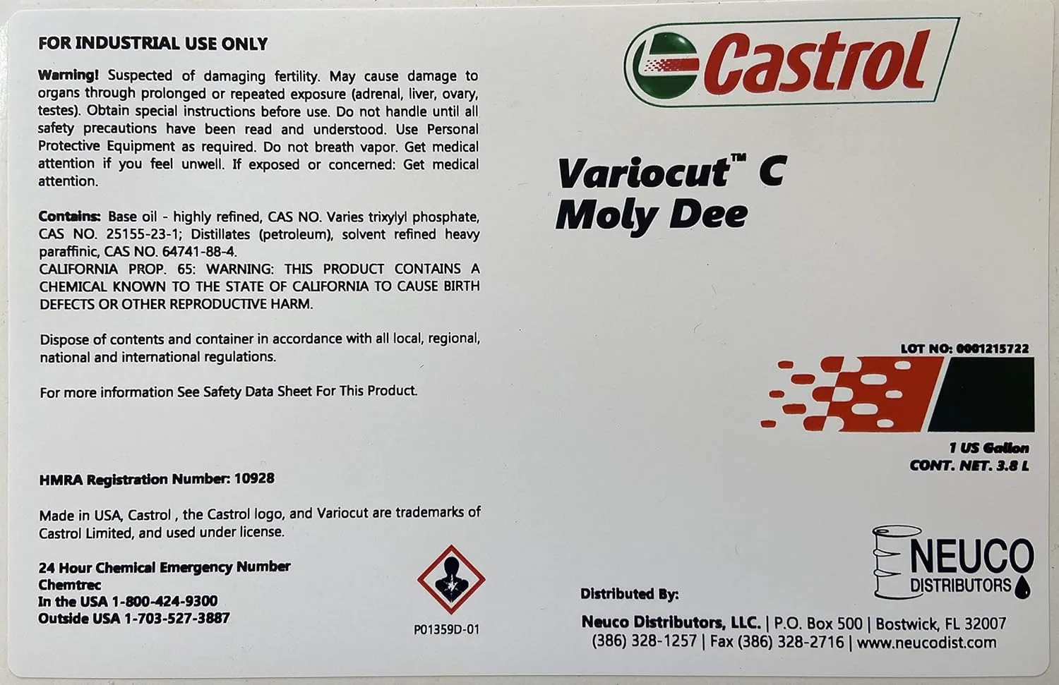 Castrol 05226-CTCG Variocut™ C Moly Dee High Performance Tapping Fluid