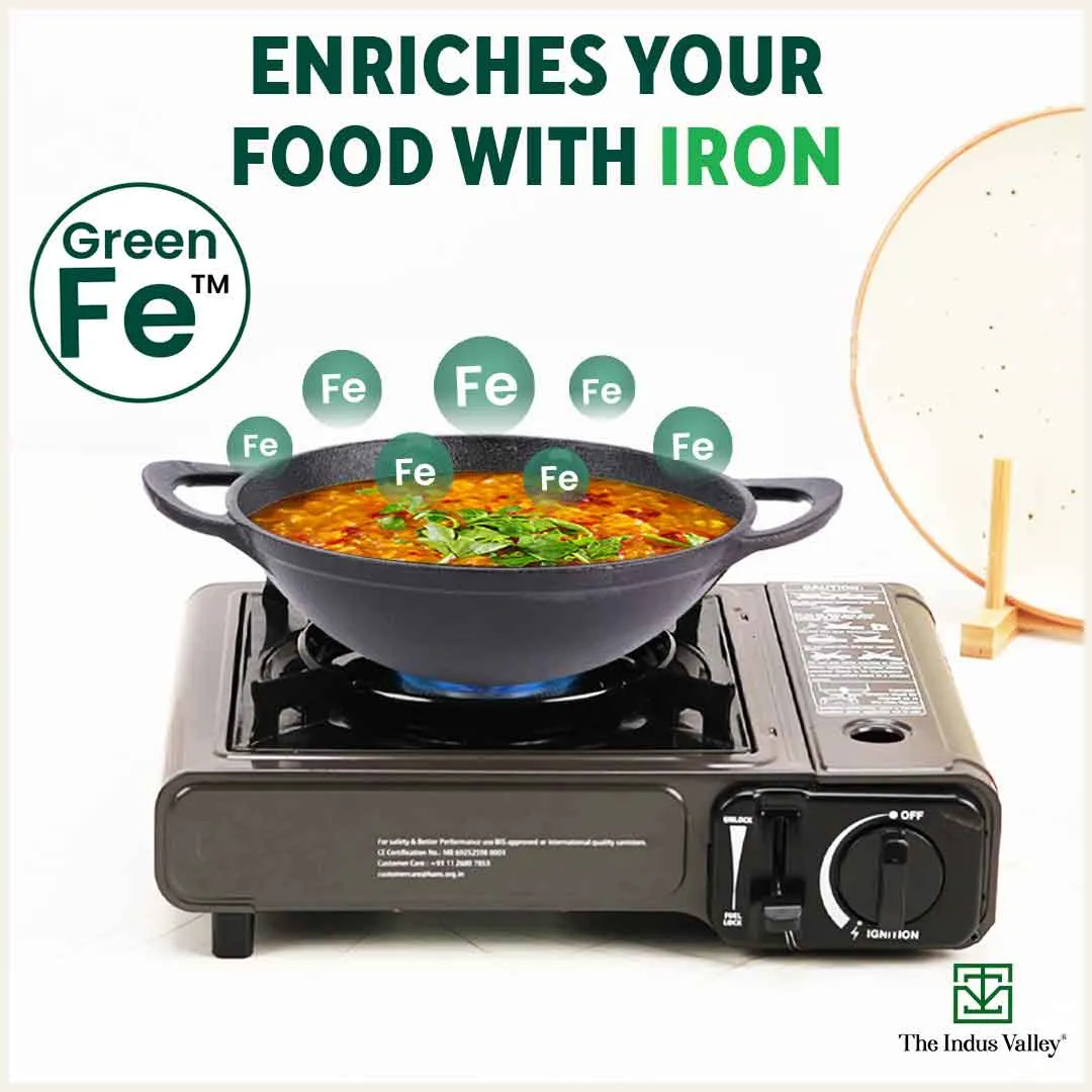 CASTrong Cast Iron Cookware Set - Kadai [1.4L] Kadai [2.2L],Pre-seasoned,100% Pure,Toxin-free