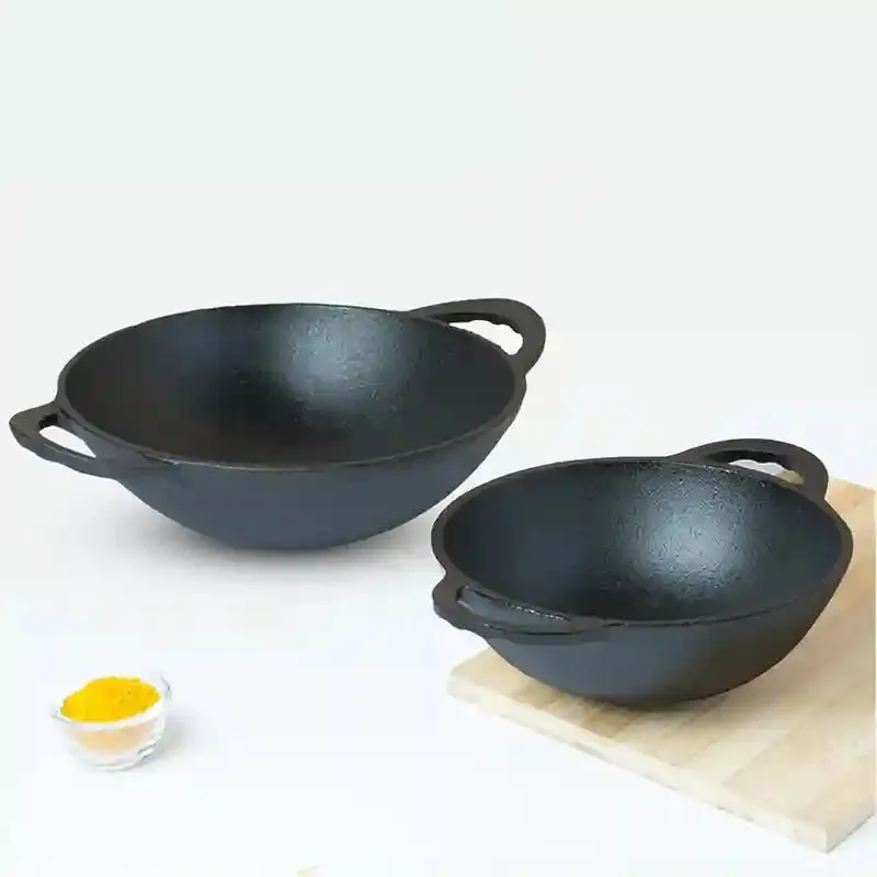 CASTrong Cast Iron Cookware Set - Kadai [1.4L] Kadai [2.2L],Pre-seasoned,100% Pure,Toxin-free