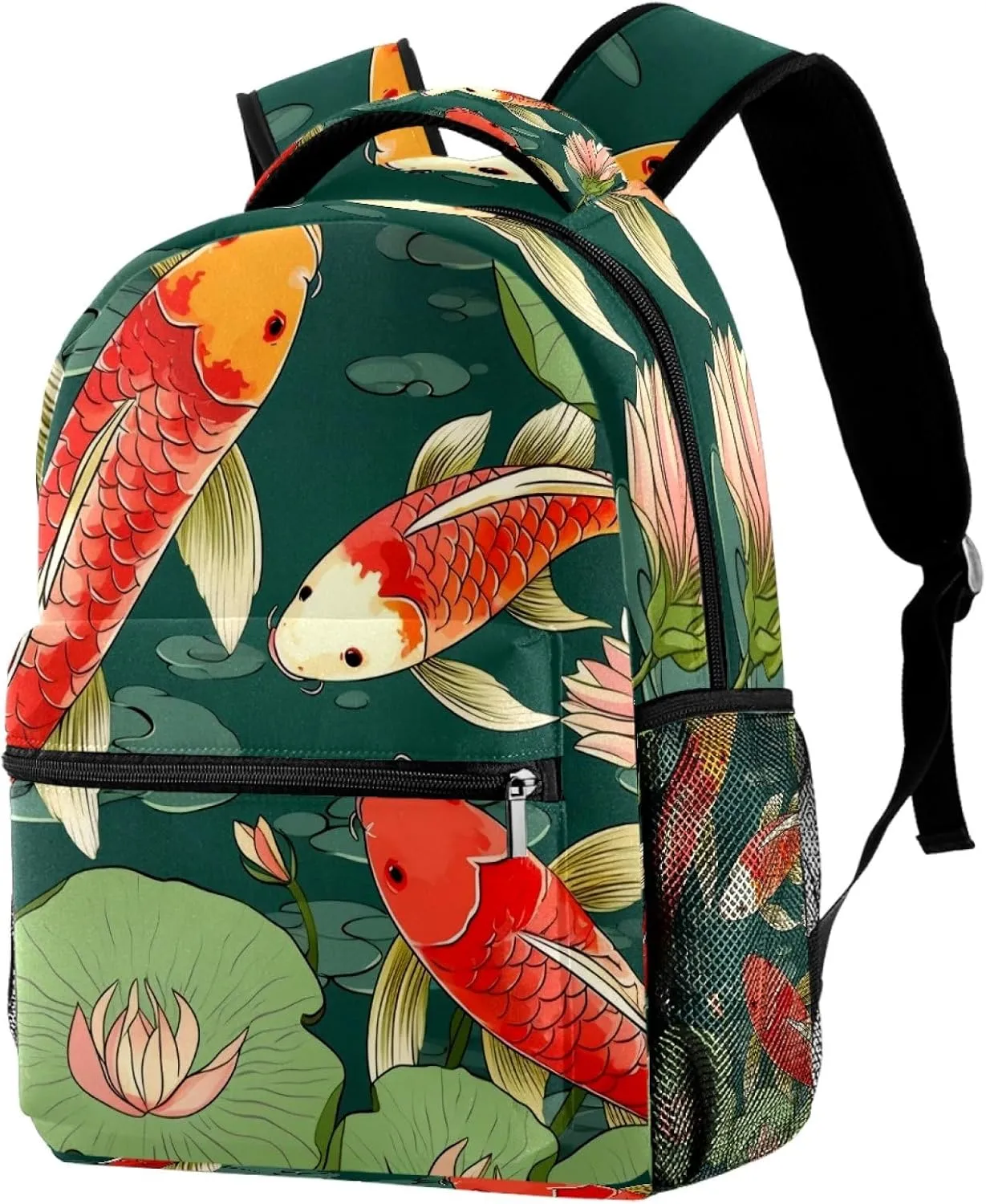 Casual Backpack for Travel, Travel Bag with Multiple Pockets, pond fish