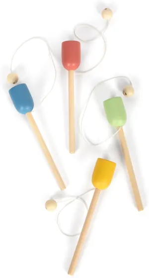 Catch The Ball in Wood, Set 4, Game Dexterity Small and Older, from 3 Years, 12609, Multicoloured