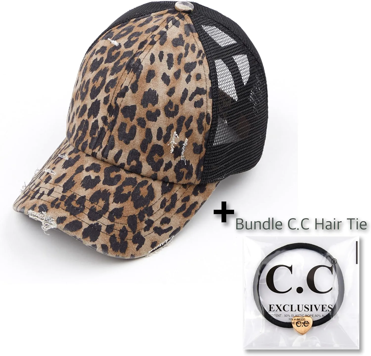 C.C Ponycap Messy High Bun Ponytail Adjustable Glitter Mesh Trucker Baseball Cap