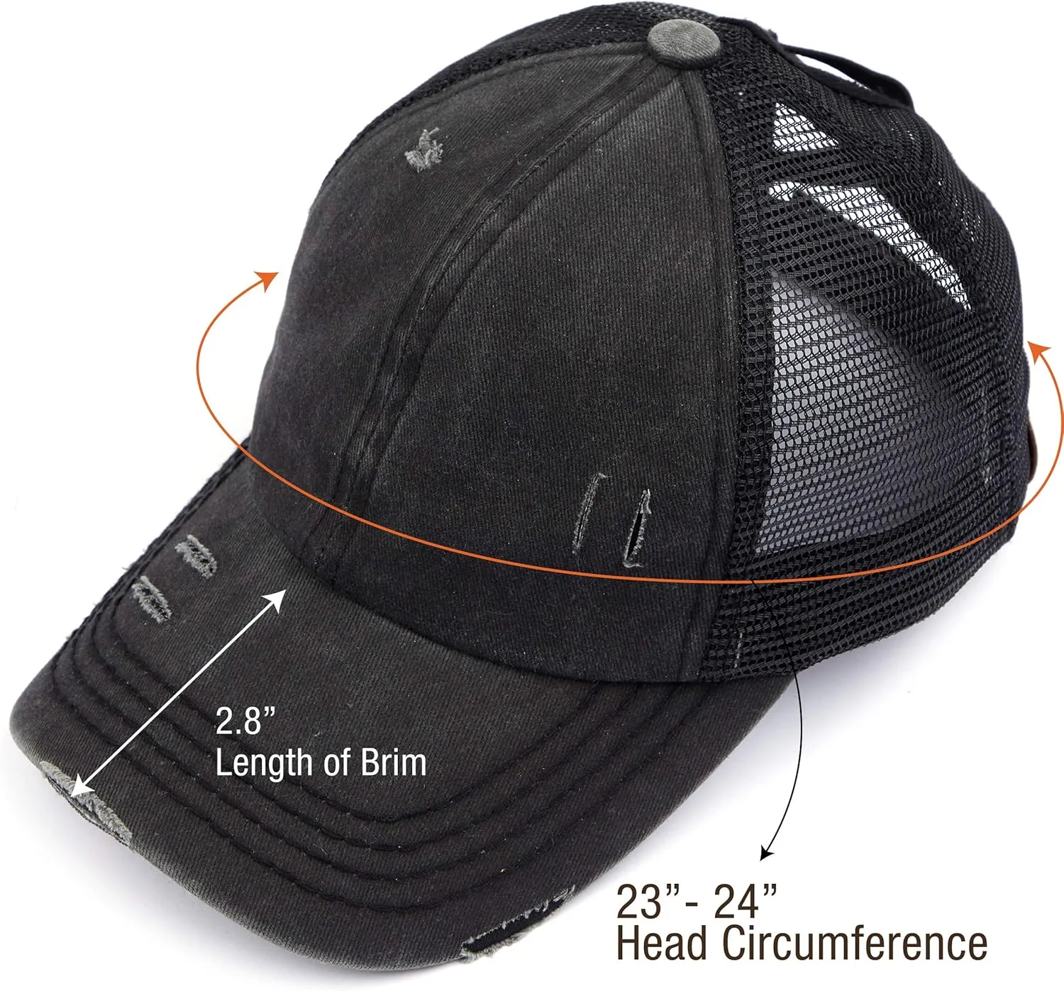 C.C Ponycap Messy High Bun Ponytail Adjustable Glitter Mesh Trucker Baseball Cap