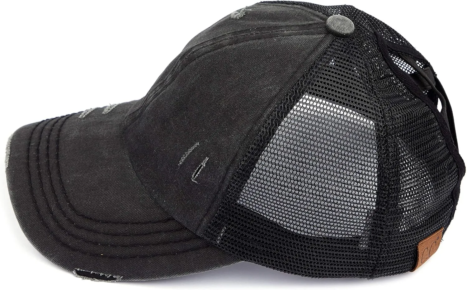 C.C Ponycap Messy High Bun Ponytail Adjustable Glitter Mesh Trucker Baseball Cap