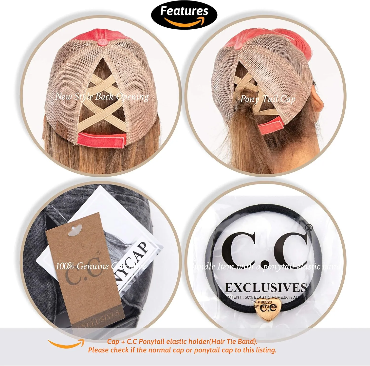 C.C Ponycap Messy High Bun Ponytail Adjustable Glitter Mesh Trucker Baseball Cap