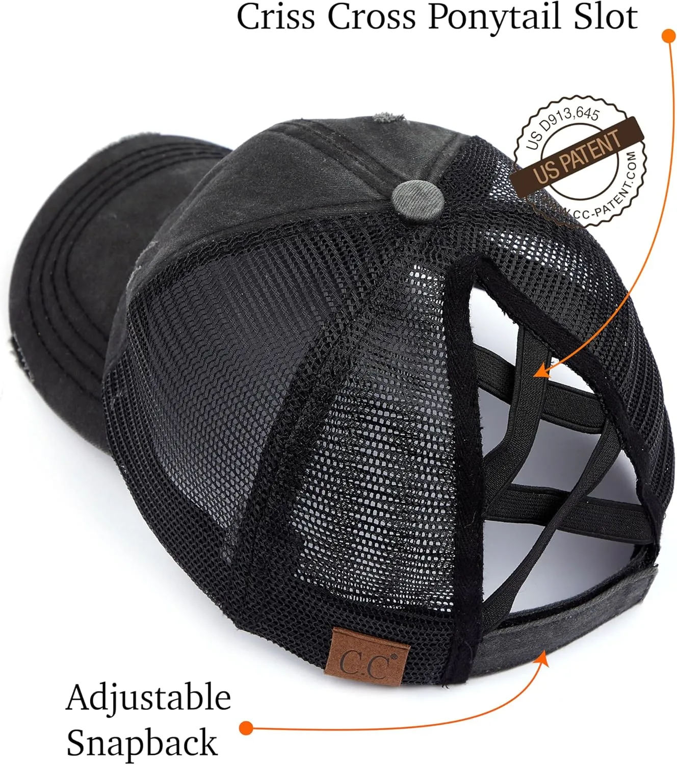 C.C Ponycap Messy High Bun Ponytail Adjustable Glitter Mesh Trucker Baseball Cap