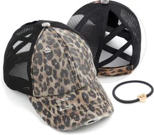 C.C Ponycap Messy High Bun Ponytail Adjustable Glitter Mesh Trucker Baseball Cap