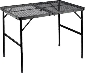 cdar 1 Set Outdoor Folding Table with Mesh Layer Side Pocket Aluminum Alloy Height Adjustable Camping Hiking Picnic BBQ Collapsible Table Black