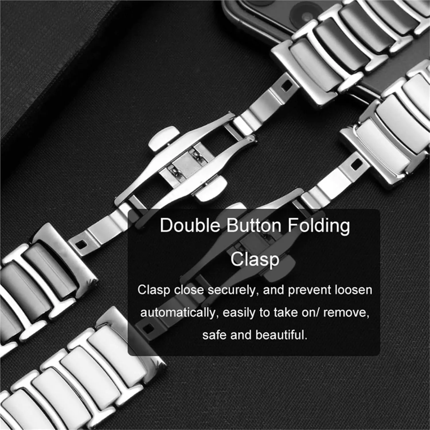 Ceramic Watch Strap 18mm 20mm 22mm Bracelet Quick Release Stainless Steel Watch Bands Universal Adjustable