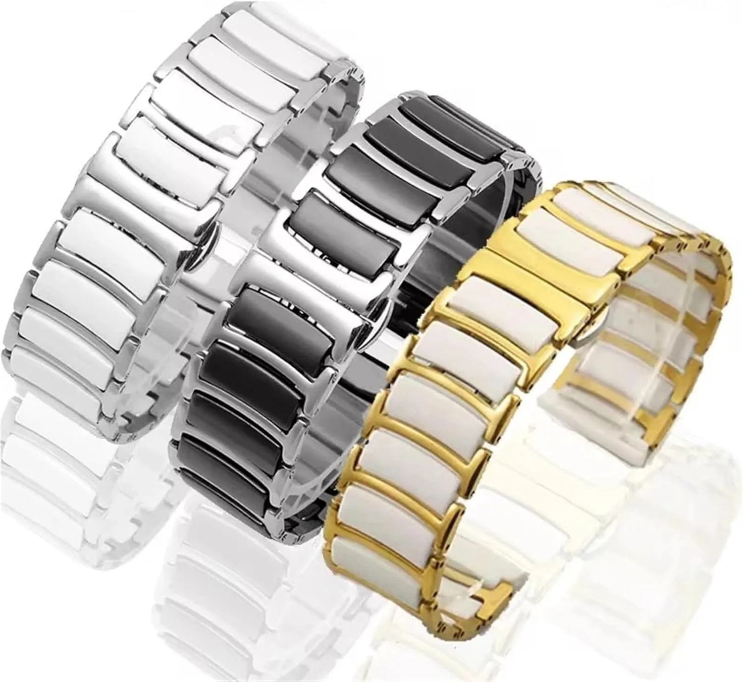 Ceramic Watch Strap 18mm 20mm 22mm Bracelet Quick Release Stainless Steel Watch Bands Universal Adjustable