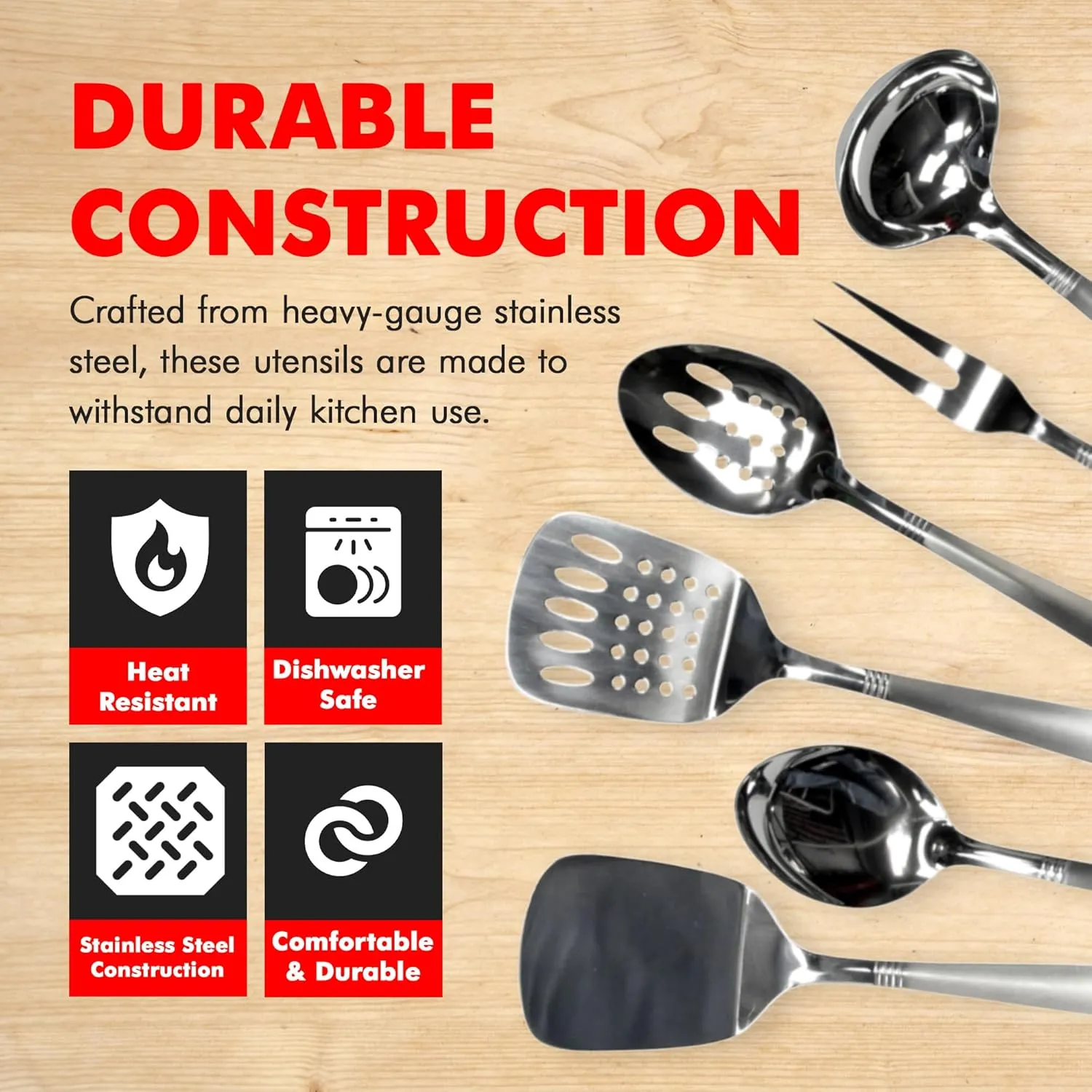 Chef Craft Select Kitchen Tool and Utensil Set, 6 Piece Set, Stainless Steel