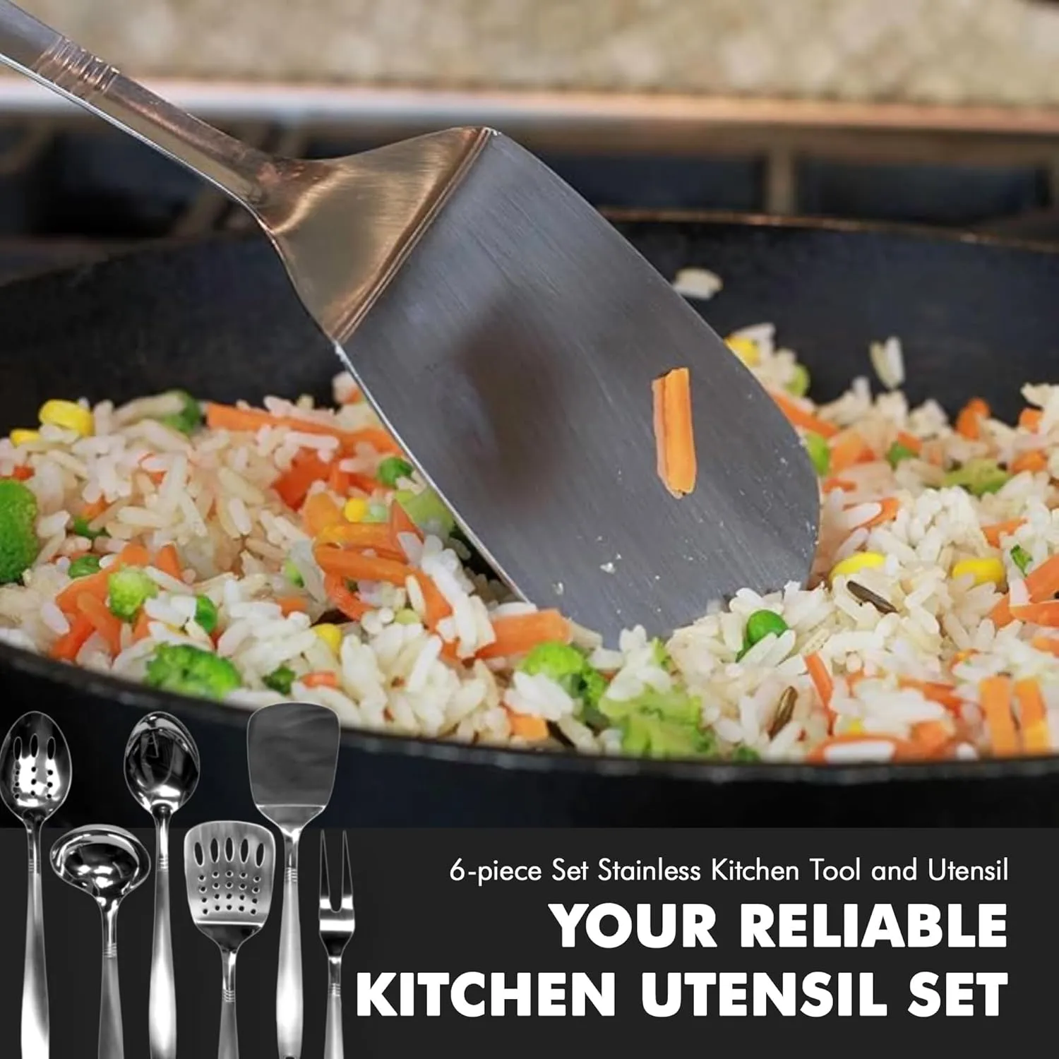 Chef Craft Select Kitchen Tool and Utensil Set, 6 Piece Set, Stainless Steel
