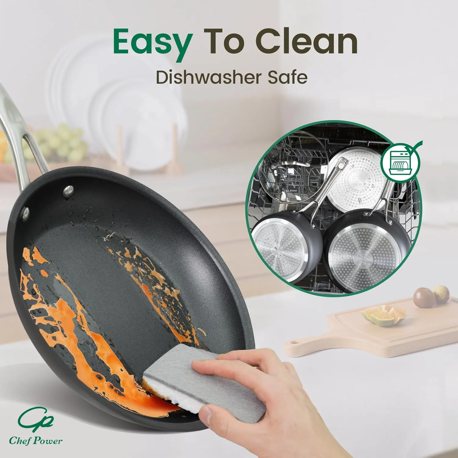 Chef Power Hard Anodized Nonstick Cookware Sets 10 Piece with Stainless Steel Handle, Pots and Pans Set Non Stick, Kitchen Induction Cooking Sets, Dishwasher Safe, Oven Safe, Essential