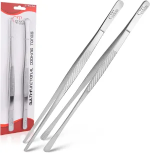Chef's Trade Professional Kitchen & Cooking Tweezers/Tongs 12" Stainless Steel Multi-Use