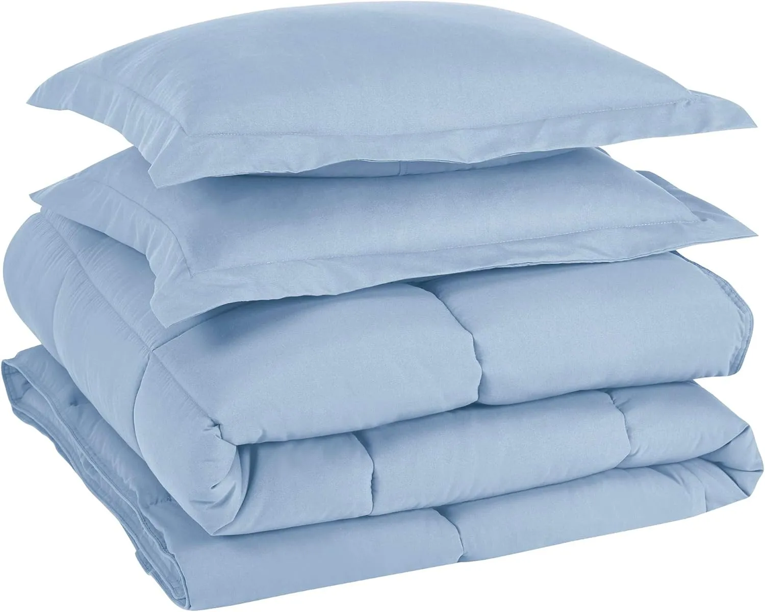 Chezmoi Collection 3-Piece Down Alternative Comforter Set - Lightweight All Seasons Luxurious Brushed Microfiber Comforter (Oversized King, Chambray Blue)