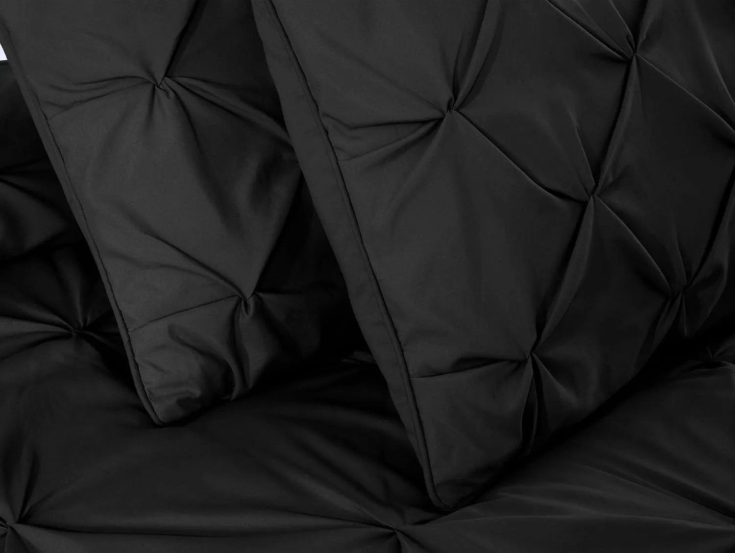 Chezmoi Collection Berlin Black Pinch Pleat Full Comforter Set, 3-Piece (Comforter and Pillow Shams) - Soft Pintuck, Lightweight All Season Microfiber