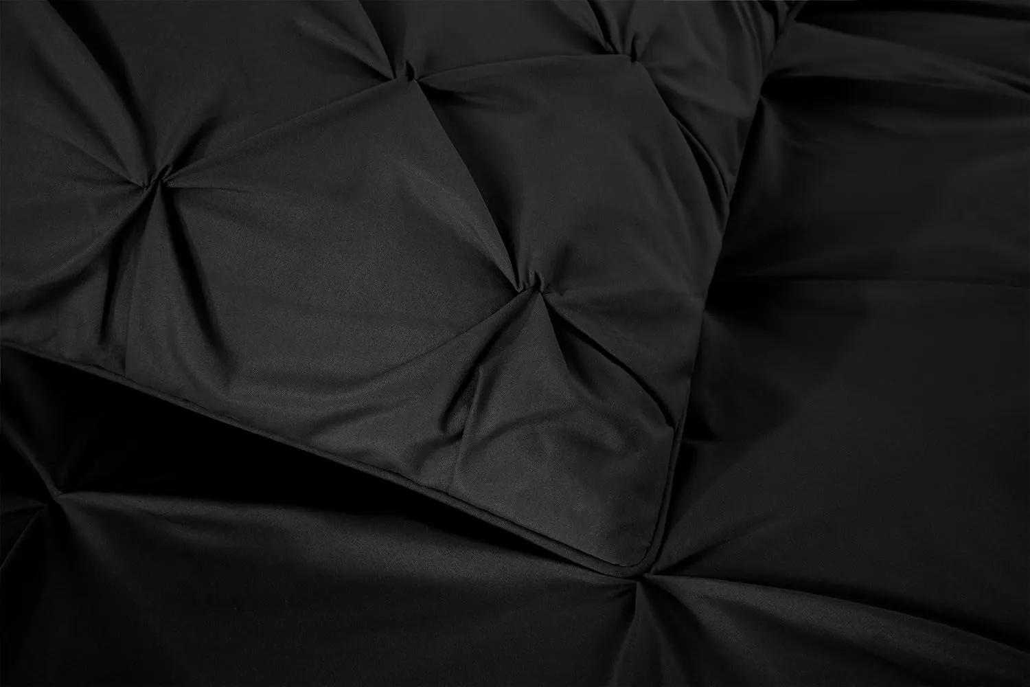 Chezmoi Collection Berlin Black Pinch Pleat Full Comforter Set, 3-Piece (Comforter and Pillow Shams) - Soft Pintuck, Lightweight All Season Microfiber