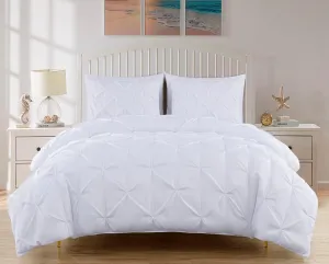Chezmoi Collection Berlin White Pinch Pleat Full Comforter Set, 3-Piece (Comforter and Pillow Shams) - Soft Pintuck, Lightweight All Season Microfiber
