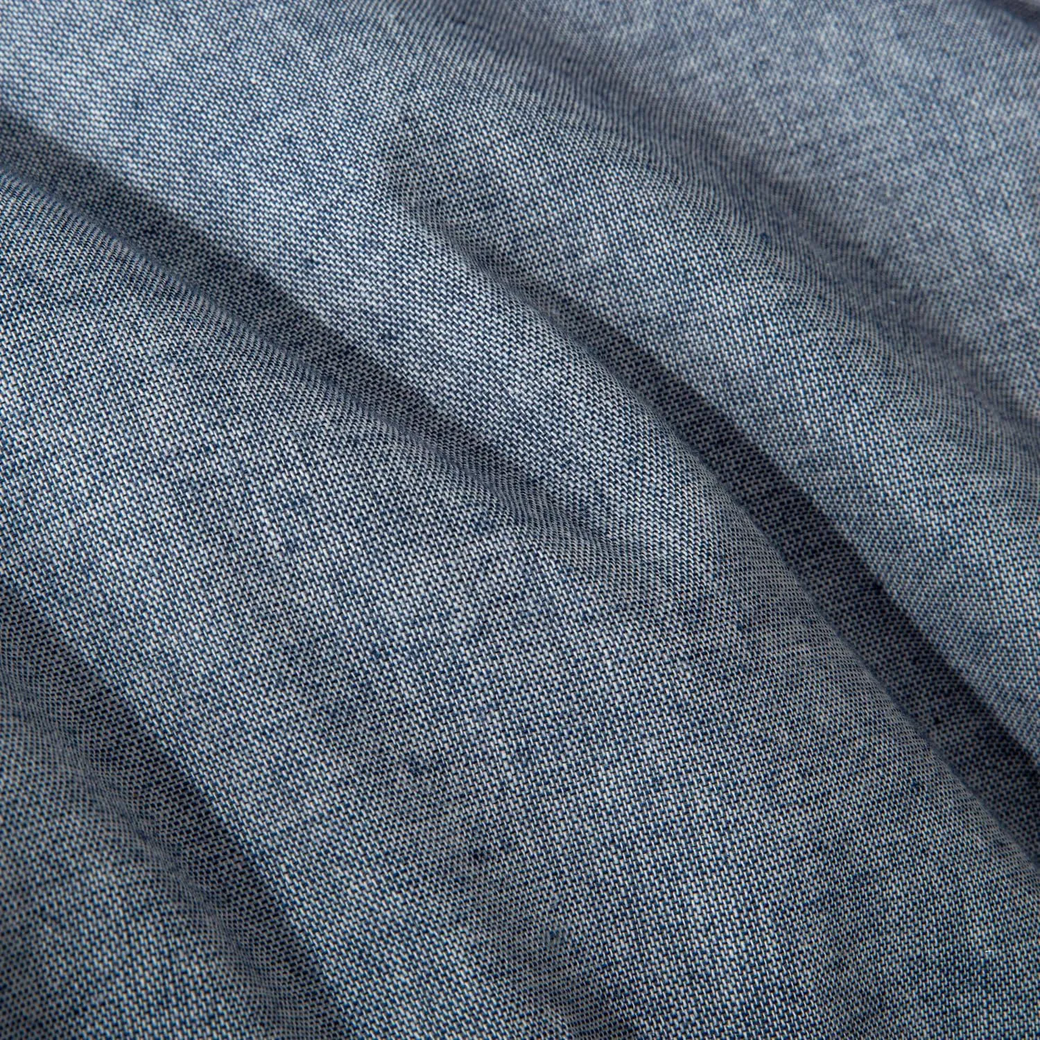 Chezmoi Collection Chambray Cotton Lightweight Comforter Set King Size 3-Piece Soft Comfy Breathable Yarn Dyed Light Denim Textured Reversible Chalk Stripe Bedding for All Season