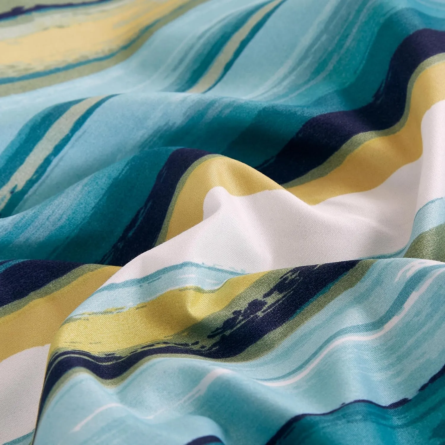 Chezmoi Collection Morgan 3-Piece Striped Comforter Set Queen Size - Green Blue White Striped Printed Microfiber Bedding Lightweight Breathable Blanket for All Season