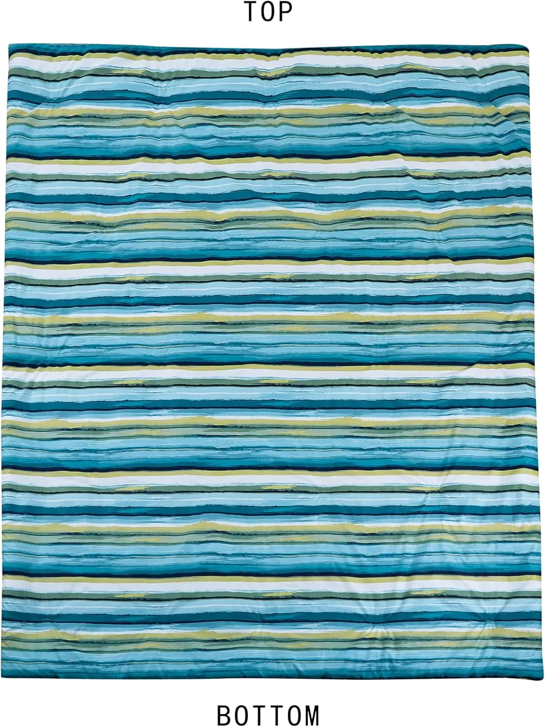 Chezmoi Collection Morgan 3-Piece Striped Comforter Set Queen Size - Green Blue White Striped Printed Microfiber Bedding Lightweight Breathable Blanket for All Season