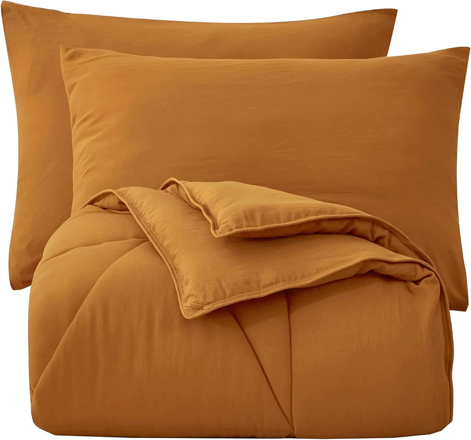 Chezmoi Collection Rory 2-Piece Triangle Quilted Microfiber Comforter Set - Soft Washed Lightweight Geometric Bedding, Twin, Spice