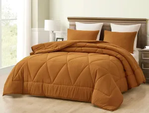 Chezmoi Collection Rory 2-Piece Triangle Quilted Microfiber Comforter Set - Soft Washed Lightweight Geometric Bedding, Twin, Spice