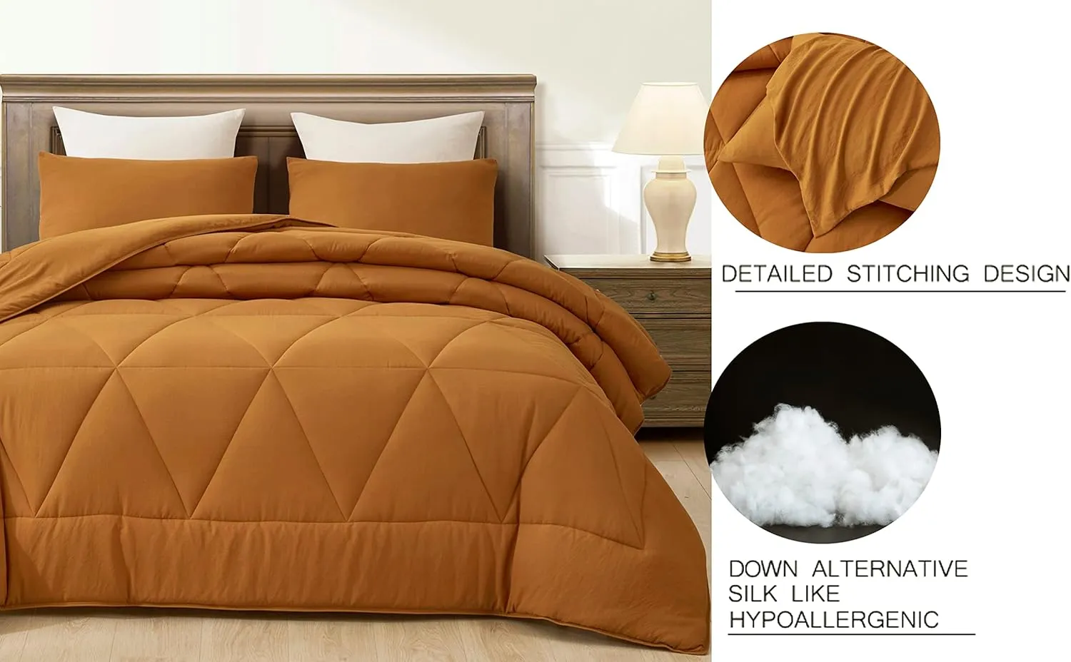 Chezmoi Collection Rory 2-Piece Triangle Quilted Microfiber Comforter Set - Soft Washed Lightweight Geometric Bedding, Twin, Spice