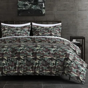 Chezmoi Collection Soft Microfiber Printed Military Camo Bedding Set 2-Piece Army Green Camouflage Comforter Set, Twin Size